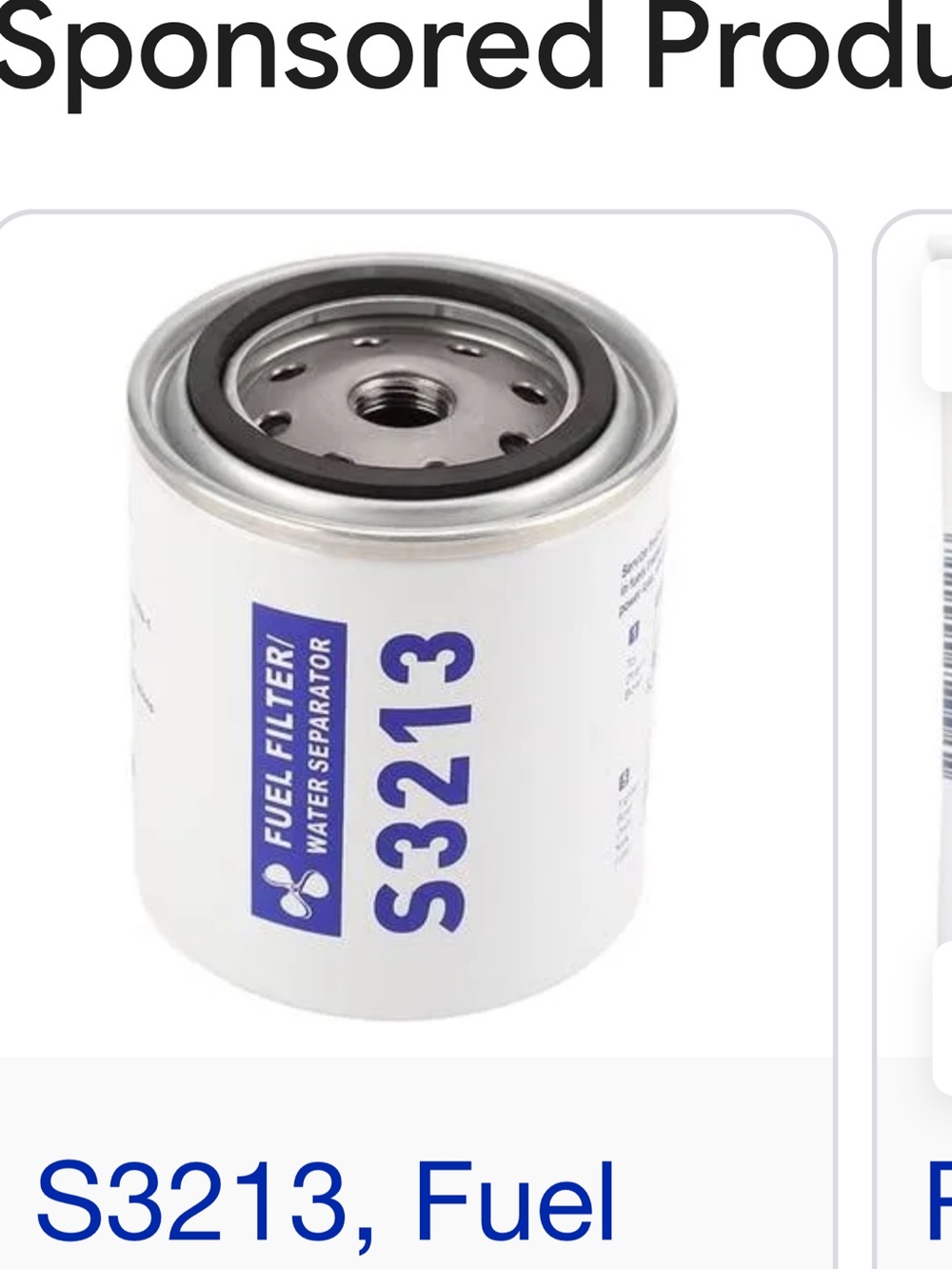 S3213 Fuel Filter Water Separator - White